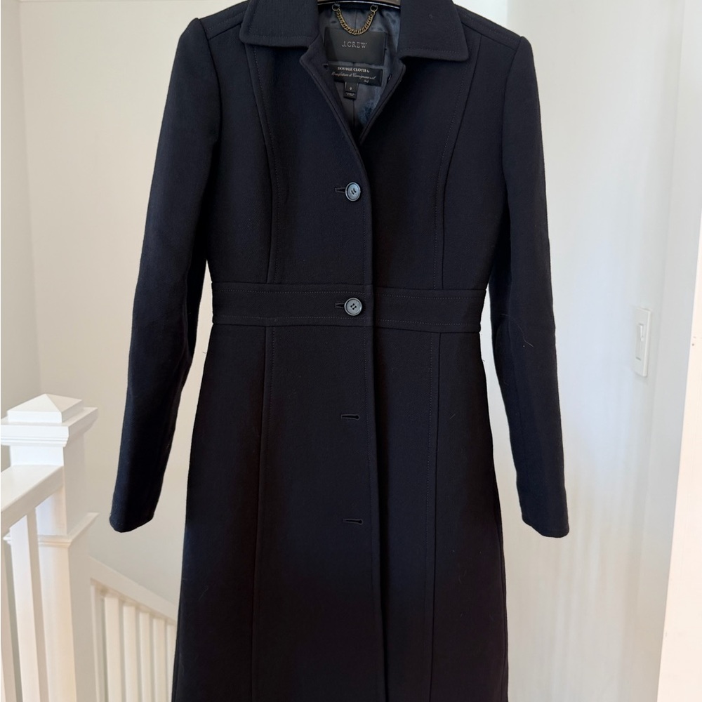 J.Crew Lady Day Double-Cloth Wool Coat | Black | Size 0 | Like New - Picture 2 of 6